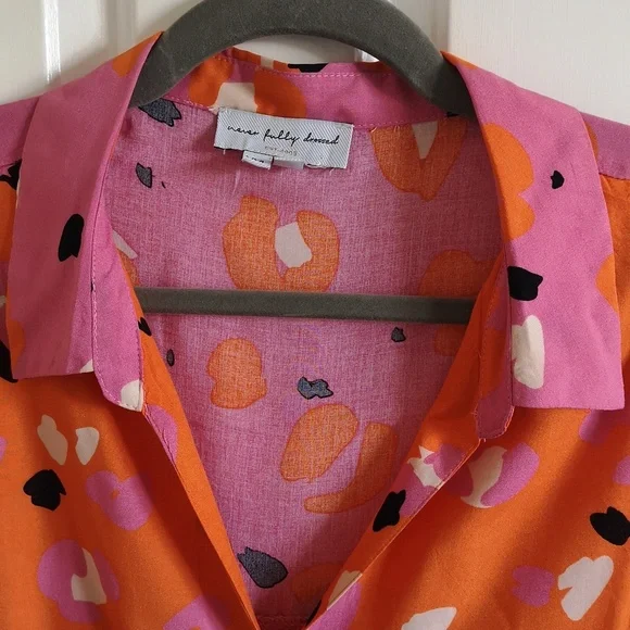 Never Fully Dressed orange & pink long sleeved blouse, size XXL - Picture 3 of 13